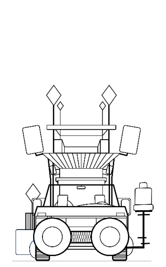 Line drawing of Rexan from the front in 2019