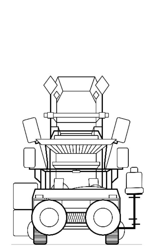 Line drawing of Rexan from the front in 2022
