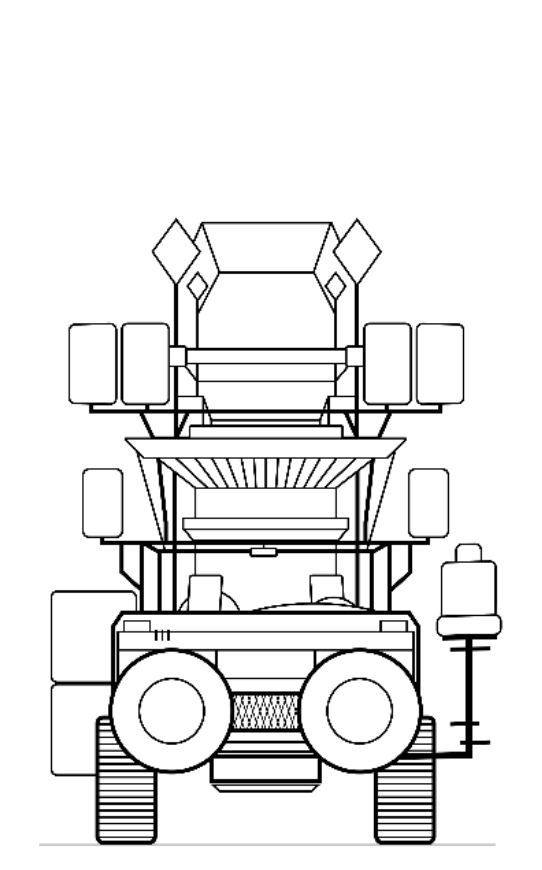 Line drawing of Rexan from the front in 2023